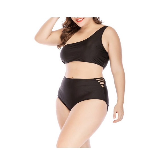 High waist plus size two piece bikini swimsuit - Picture 4 of 9